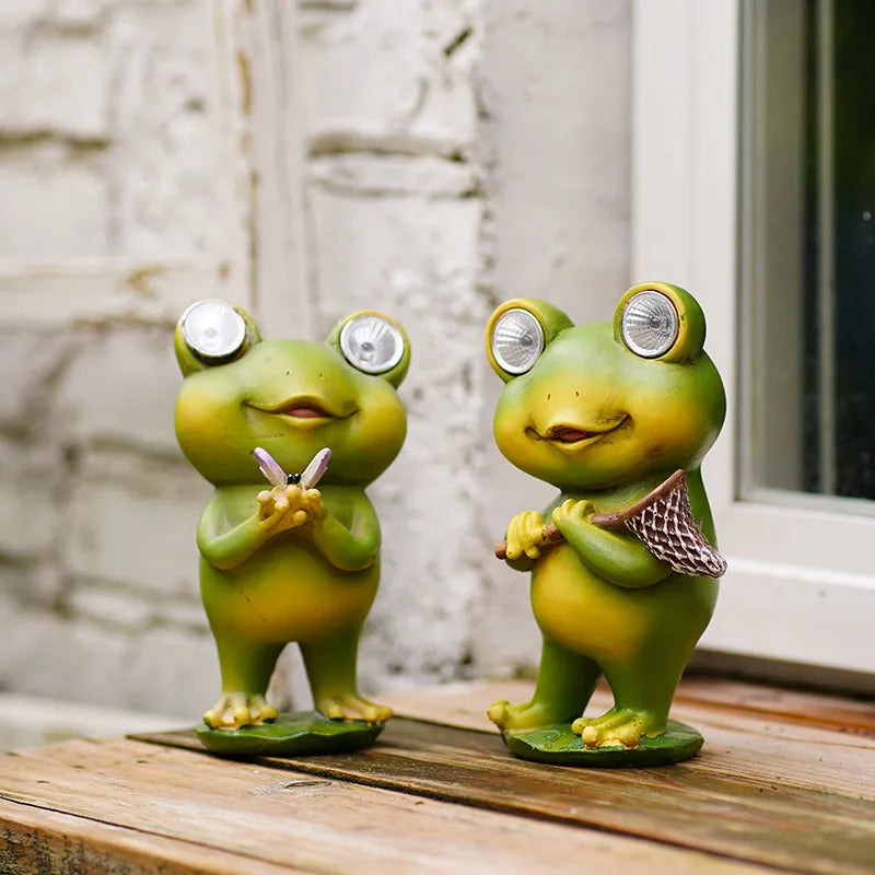 Norvo | NORTHEUINS Harpiks Mini Frosk Figurer Sollys Dekorative Dyrestatuer Landhus Pastoral Hage Landskap Dekor Tilbehør