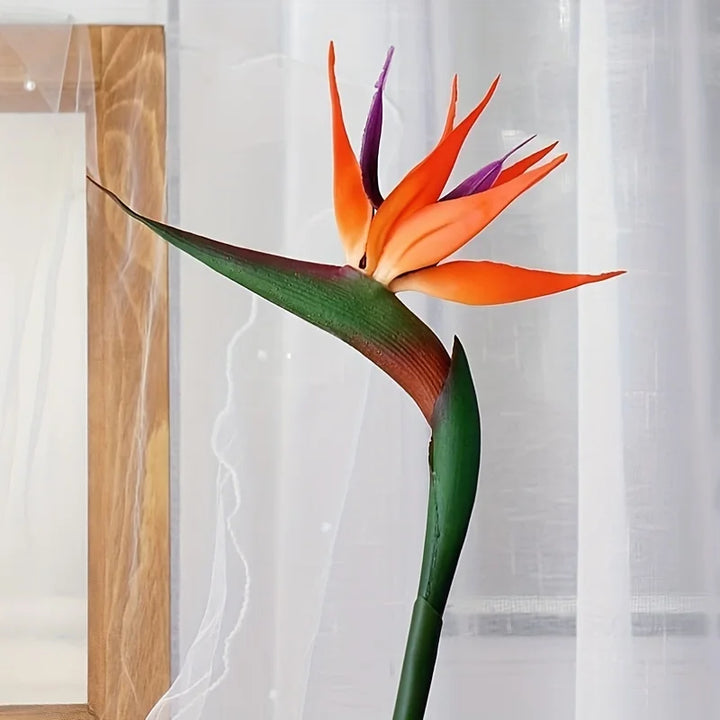 Skanto | Floriva 3-delt sett Künstig Strelitzia | Paradisfuglblomster | 24,5 cm Lange stilker | Dekorasjon for hjemmet, kontoret & arrangementer