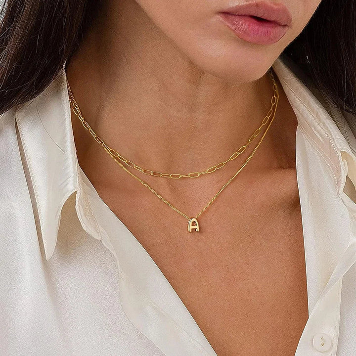 Skanto | Dainty Bubble Letter Initial Necklace