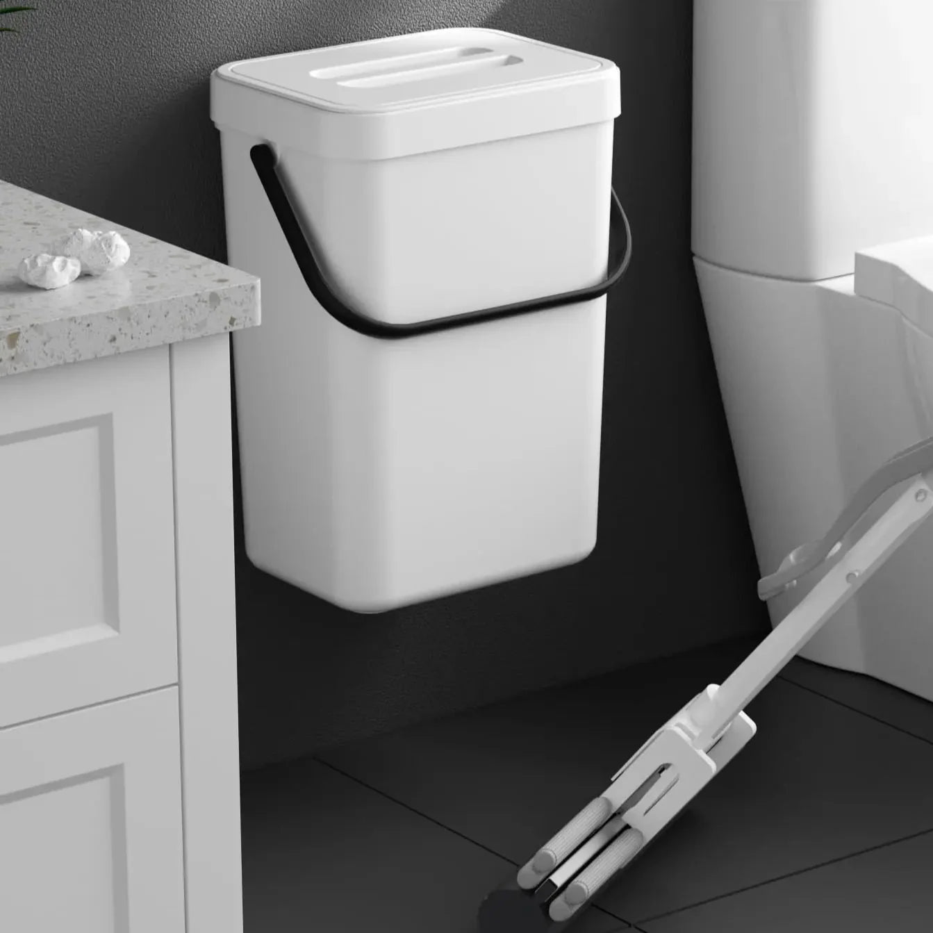 Norvo | Binova Mini Søppelbøtte | Med Lokk | Hengende & Veggmontert | Kompakt & Luktblokkering | For Kjøkken, Bad & Kontor