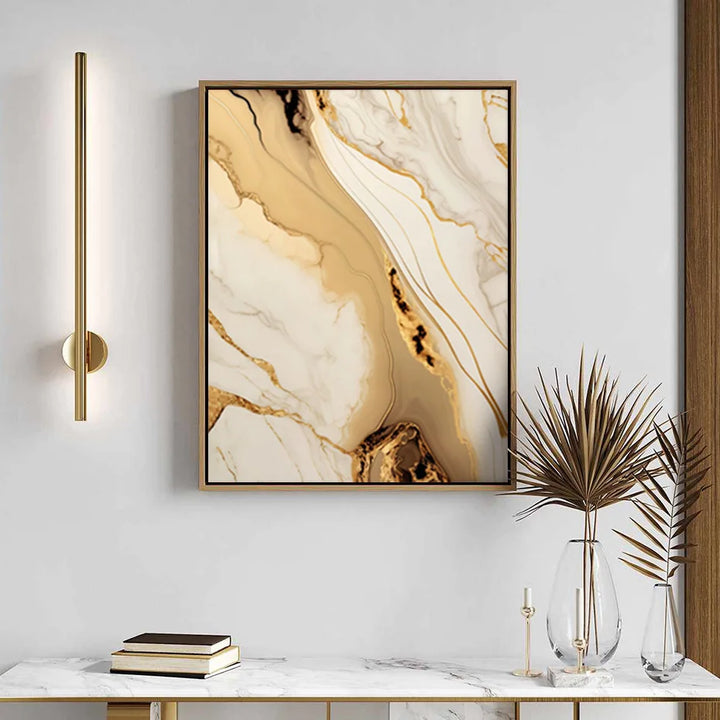 Modern Abstract Black Beige Gold Fluid Marble Print Wall Art Fine Art Canvas Prints Pictures For Living Room Bedroom Art Decor | Skanto