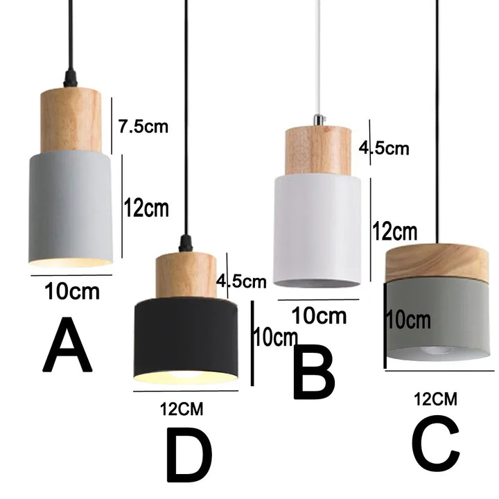 Skanto | Nordisk LED Pendellamper Laget av Metall og Tre - Moderne Hengende Lamper for Spisestue og Kjøkken