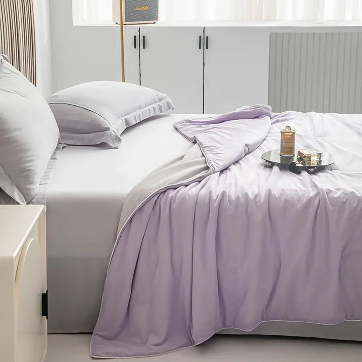 Air Condition Sommer Komforter — Ren Farge Is Silke Kjøleteppe, Lett & Glatt Twin/King Størrelse Quilt | Skanto