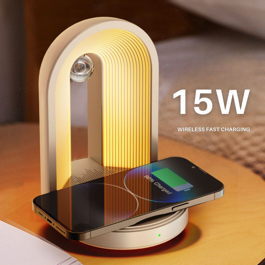 Skanto | LUMIVIBE – Trådløs Lading og Høyttaler Lampe