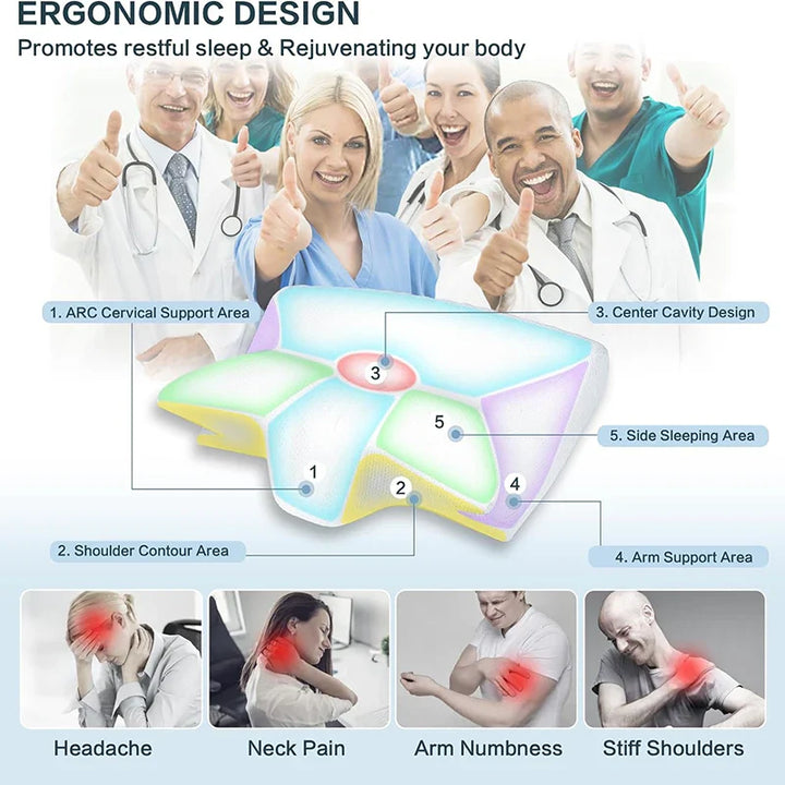 Skanto | 2-i-1 Minne Skum Cervikalpute med Ergonomisk Konturdesign – RestAlign