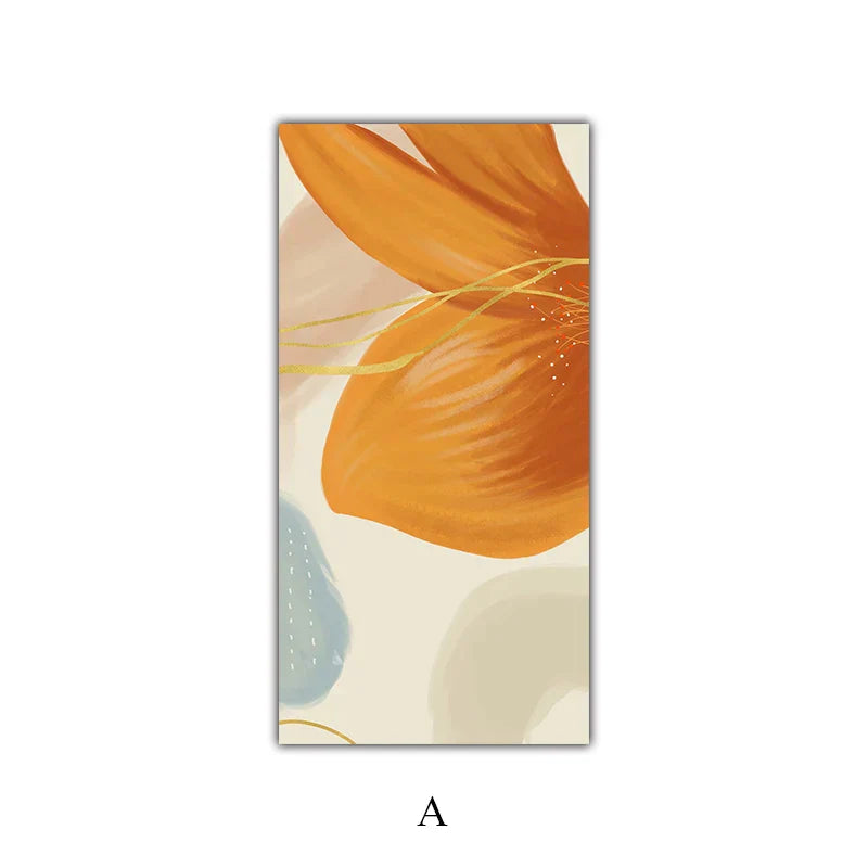 Large Floral Abstract Wall Art Fine Art Canvas Prints Orange Yellow Petal Flowers Posters Pictures for Living Room Home Decor | Skanto