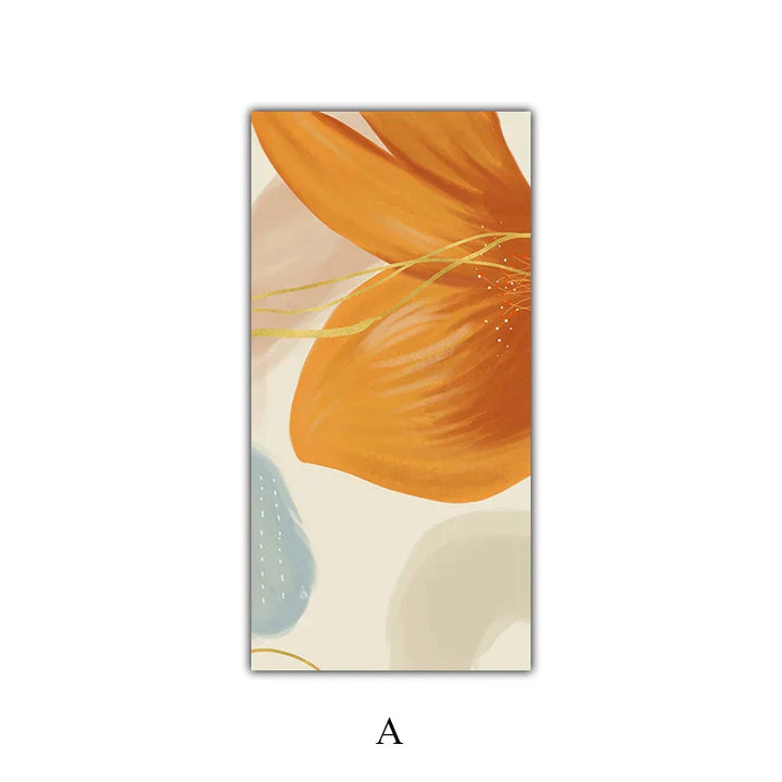 Large Floral Abstract Wall Art Fine Art Canvas Prints Orange Yellow Petal Flowers Posters Pictures for Living Room Home Decor | Skanto
