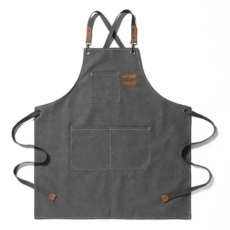 Canvas forkle med lommer, justerbart, Unisex | Skanto