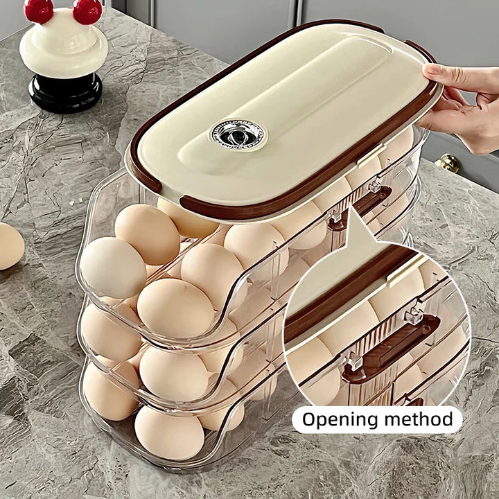 Skanto | Kjøleskapsorganisator Automatisk Rullende Transparent Egglagringsboks