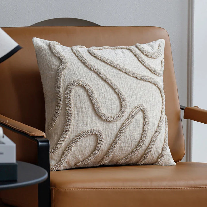 Skanto | Boho Chenille Pute med Myke Geometriske Linjer for Sofa og Stue