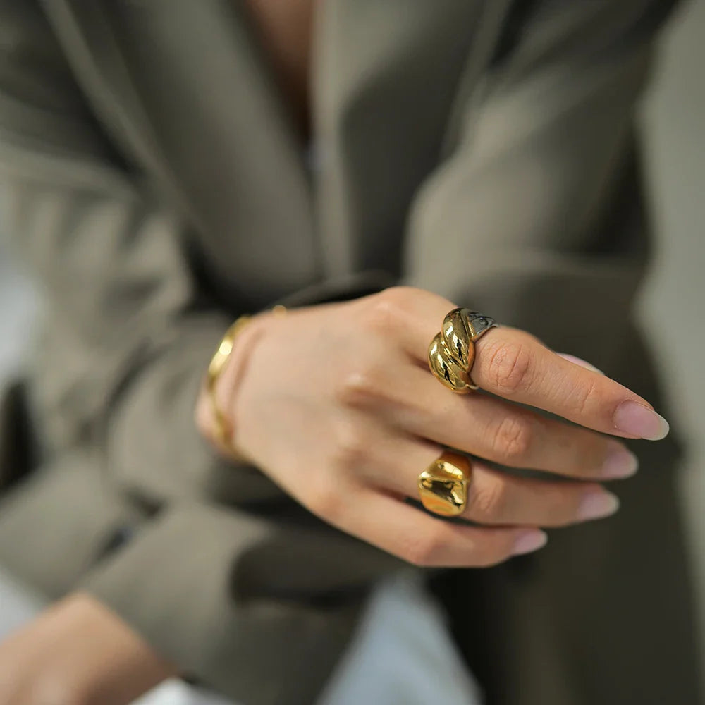 Skanto | Chunky Gull Innsvøpt To-Farge Ring
