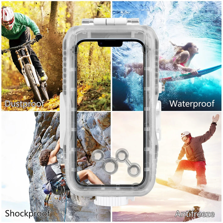 Wasserdichte Taucherhülle for iPhone med 40 m beskyttelse og touch-styring – AquaShield