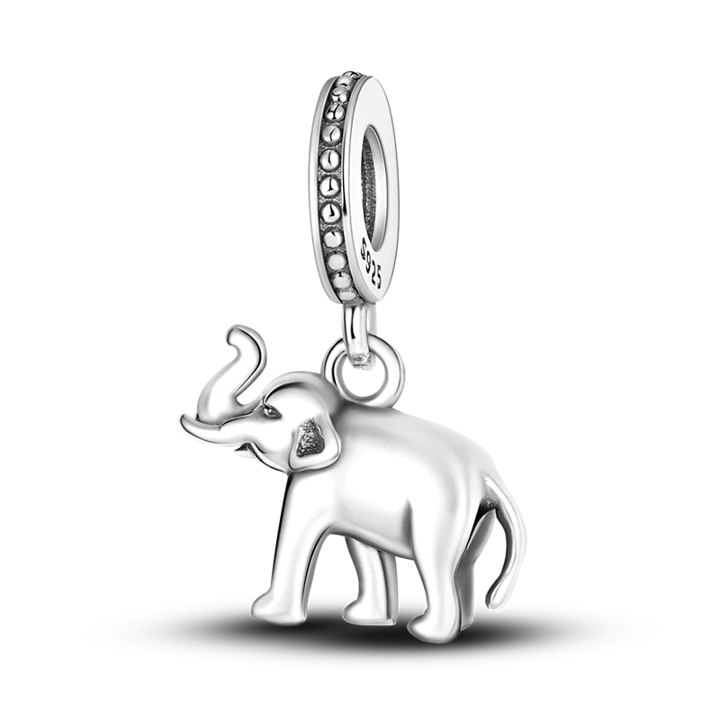 Skanto | 925 Sølv Gylden Leopard Charms Perler Fargerik Kameleon Nesehorn Løve Skarabé Katt Anheng Kompatibel med Original Pandora Armbånd Smykker