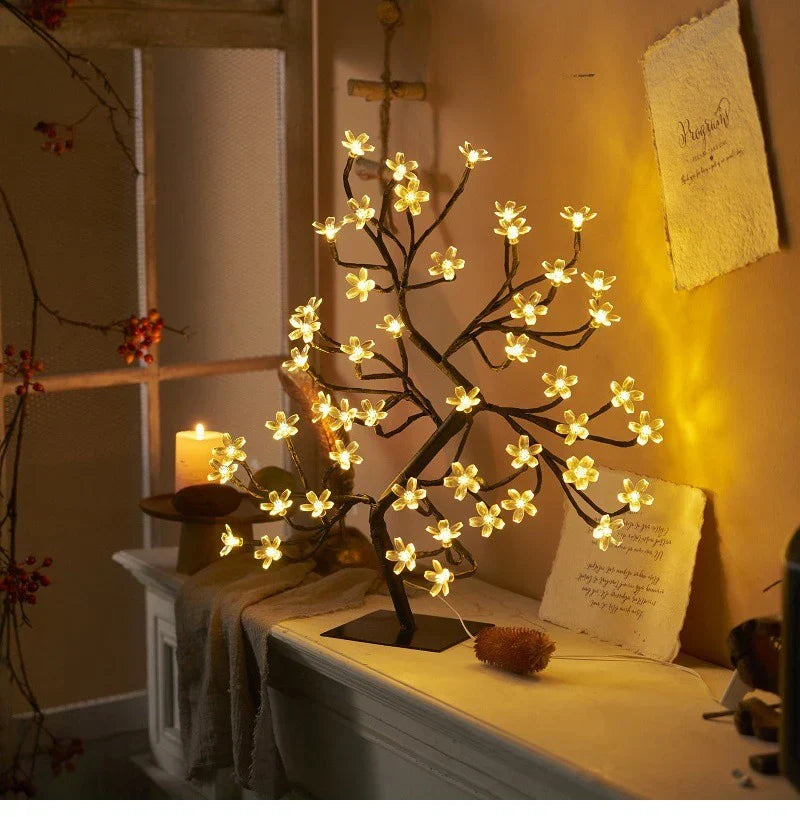 LED Blossom Tree Lampe – Kirsebærblomst Design for Stue og Soverom Dekorasjon | Skanto