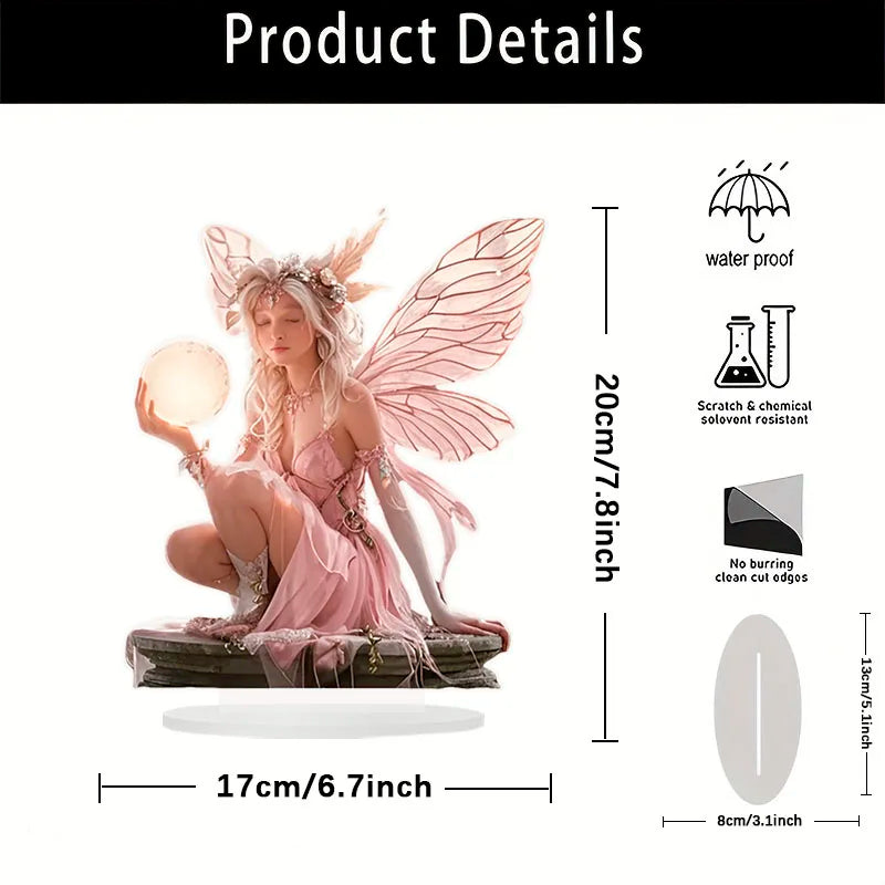 Skanto | Celestia Akryl Borddekorasjon Engel | Eventyr Stativ | 18 cm | Gave & Foto Rekvisitt