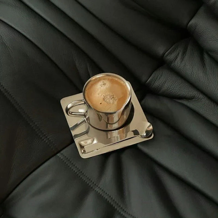 Skanto | Rustfritt Stål Kaffe Kopp og Fat