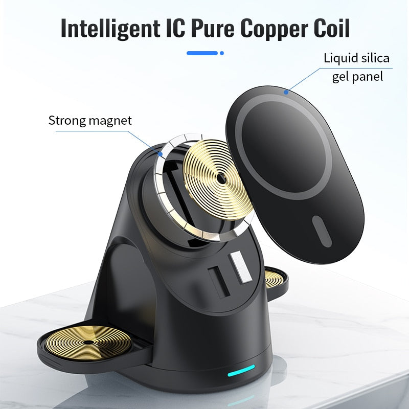 Norvo | 3i1 Romfartsstasjon Magnetisk Trådløs Laderstativ