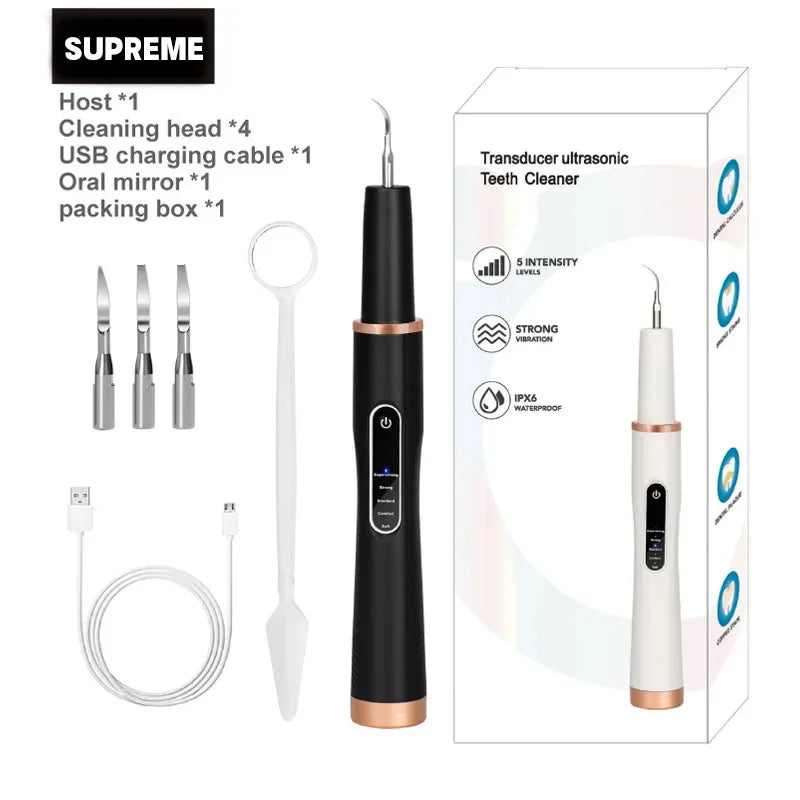 Skanto | DentoraSonic | Ultralyd tannpleieapparat for hunder og katter | 5-nivå tannsteinfjerner | USB-lading