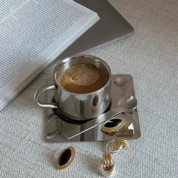 Skanto | Rustfritt Stål Kaffe Kopp og Fat