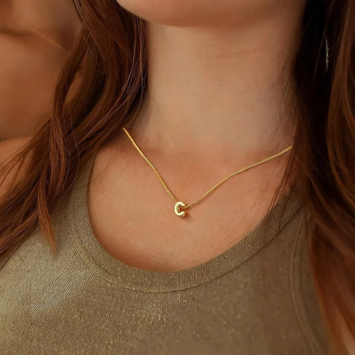 Skanto | Dainty Bubble Letter Initial Necklace