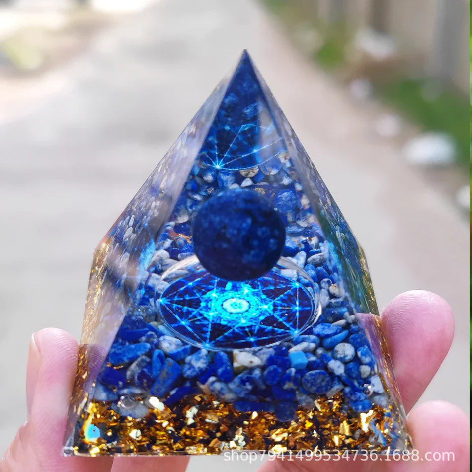 Skanto | Orgonitt-pyramide helbredelse krystaller energigenerator med ametyst pendel - Reiki chakra meditasjonsverktøy og romdekor