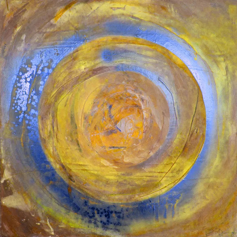 Blue Golden Swirl Circle Wall Art Fine Art Canvas Prints Square Abstract Pictures for Living Room Bedroom Home Office Art Decor | Skanto