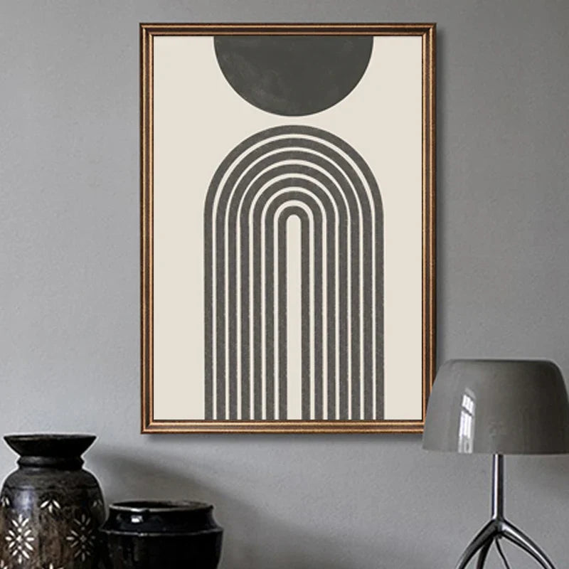 Sun Sea Circle Minimalist Line Art Black White Wall Art Fine Art Canvas Prints Pictures For Modern Living Room Bedroom Home Decor | Skanto