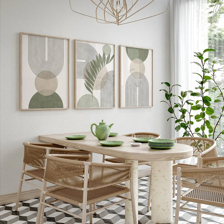 Sage Green Beige Minimalist Abstract Botanical Wall Art Fine Art Canvas Prints Pictures For Living Room Dining Room Nordic Home Deco | Skanto