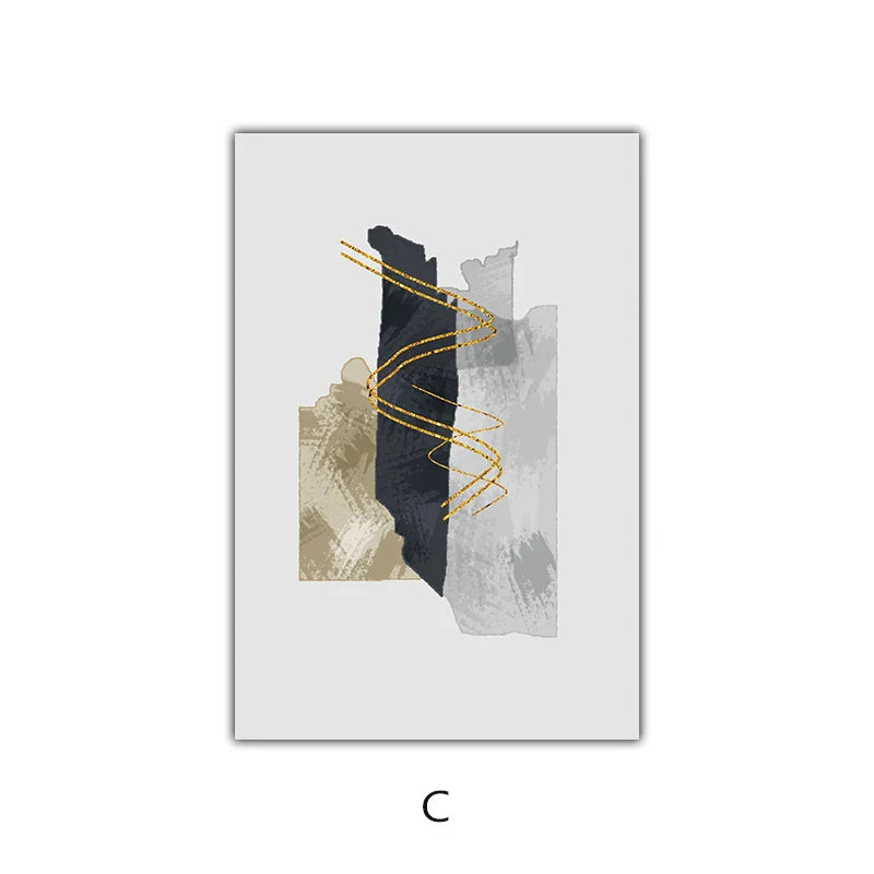Neutral Color Blue Beige Black Nordic Abstract Wall Art Fine Art Canvas Prints Posters Pictures For Living Room Bedroom Art Decor | Skanto