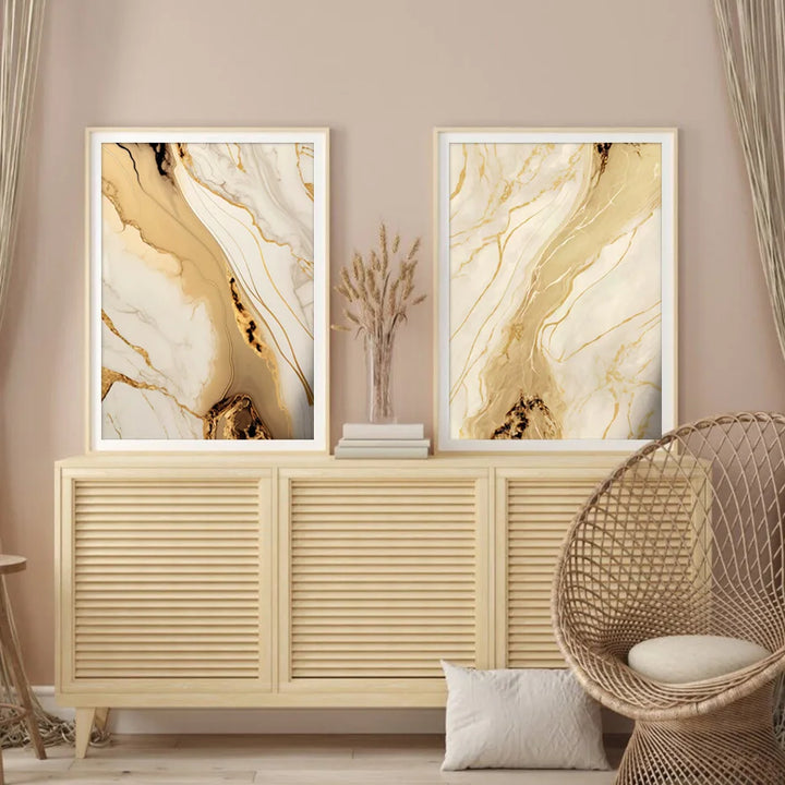 Modern Abstract Black Beige Gold Fluid Marble Print Wall Art Fine Art Canvas Prints Pictures For Living Room Bedroom Art Decor | Skanto