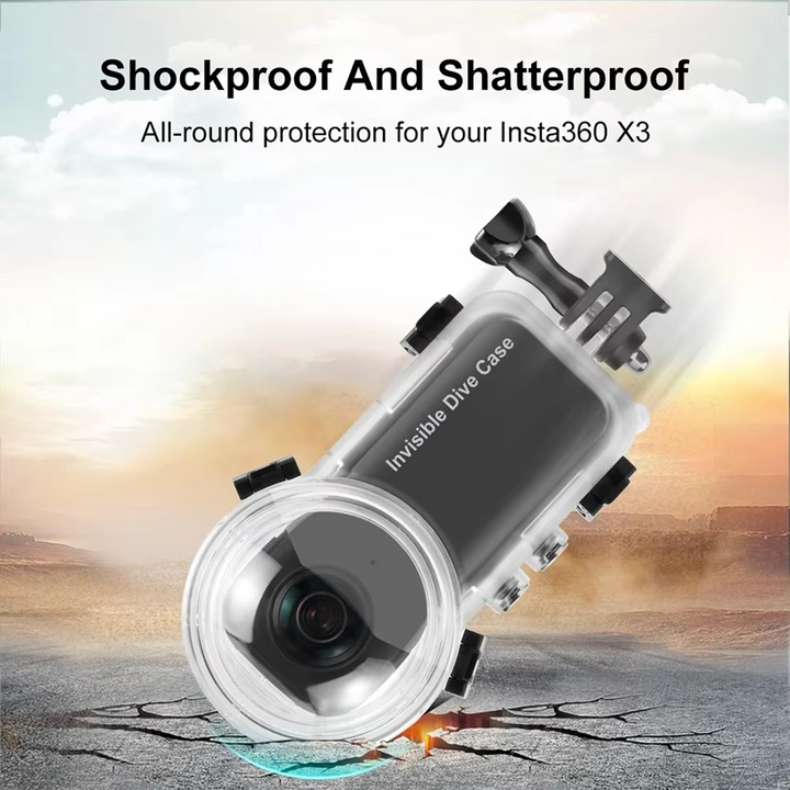 Skanto | Usynlig Vanntett Dykkekasse for Insta360 X3 - 50 meter Undervannshus Skal