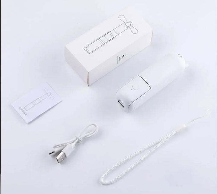 Bærbar mini håndholdt USB-vifte – Oppladbar sammenleggbar lommevifte med batteri, kjølevifte og strømbank-funksjon | Skanto