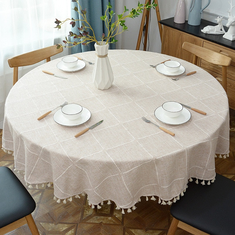 Skanto | Estetisk Rund Linched Tablecloth