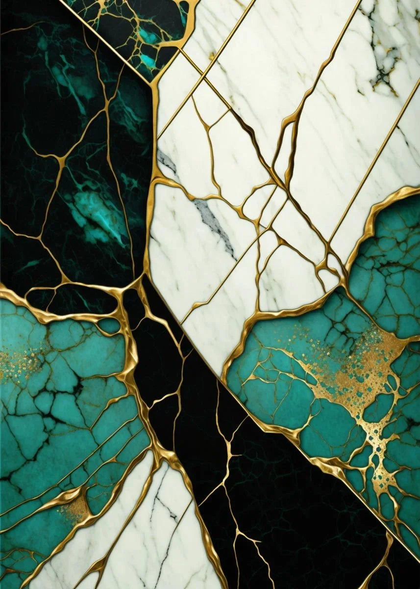 Modern Fluid Geometry Black Gold Abstract Wall Art Fine Art Canvas Prints Pictures For Living Room Dining Room Home Office Decor | Skanto