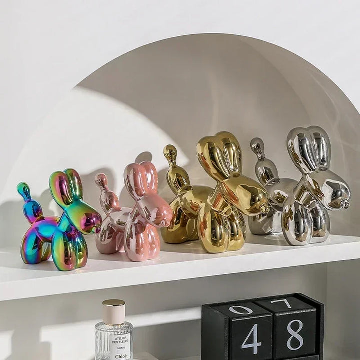 Skanto | Nordisk Keramisk Ballonghund Skulptur Gull Dyre Dekorasjoner Statue Stue Ornament Kreativ Skrivebord Ornament Hjem Dekor