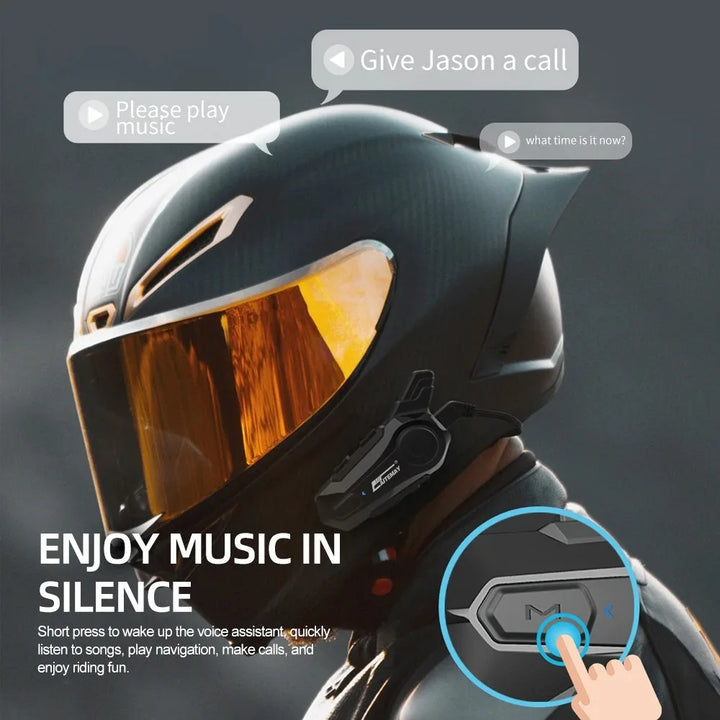 Skanto | Bluetooth Motorsykkel Hjelm Intercom Headset med 1000m Rekkevidde & IPX6 Vanntett – RoadComm