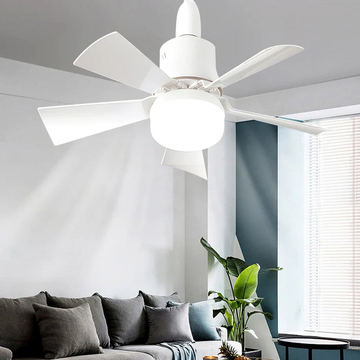 30W E27 Takvifte Lys med Fjernkontroll - LED Dimming Funksjon, Intelligent Stille Vifte for Soverom & Stue | Skanto