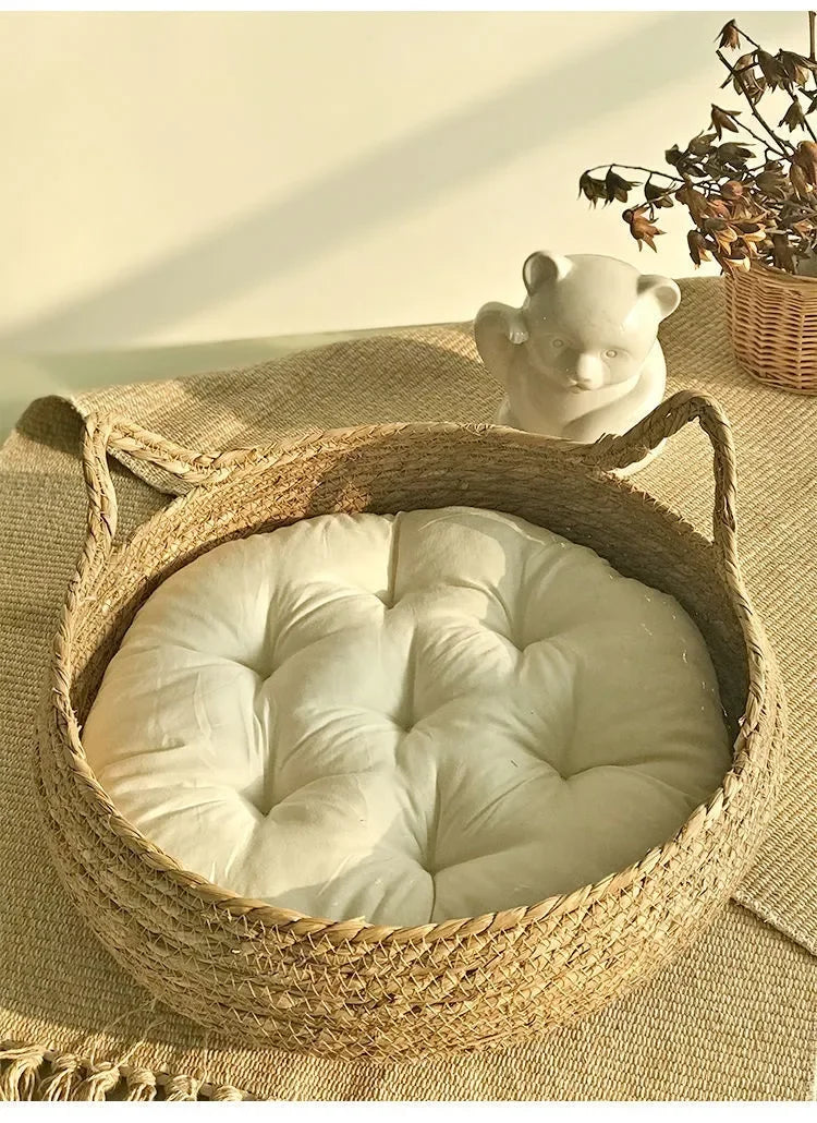 Rattan kattekurv håndlaget & vaskbar Skanto