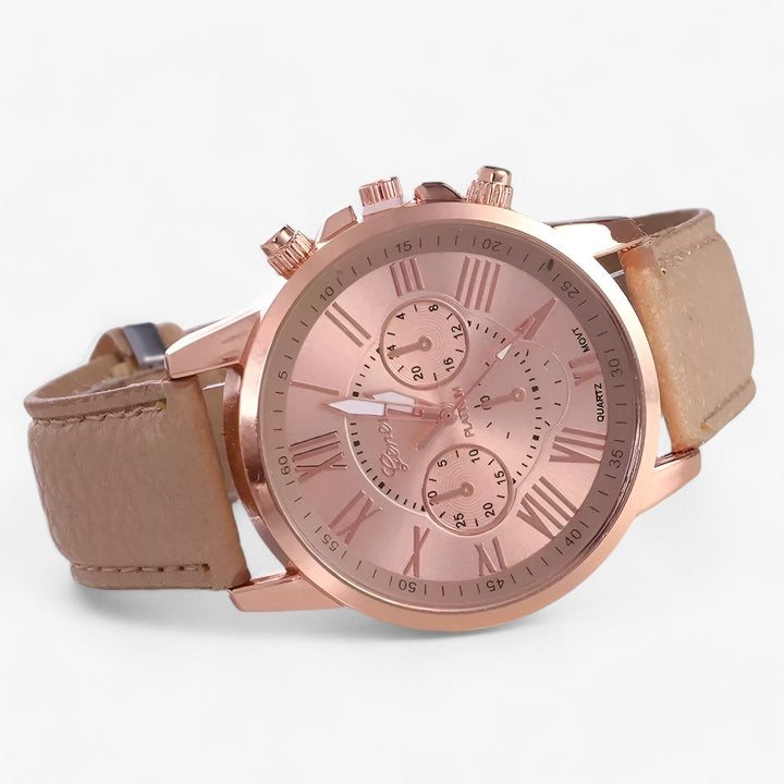 Camille Damenuhr mit wasserdichtem Lederarmbånd, 42mm