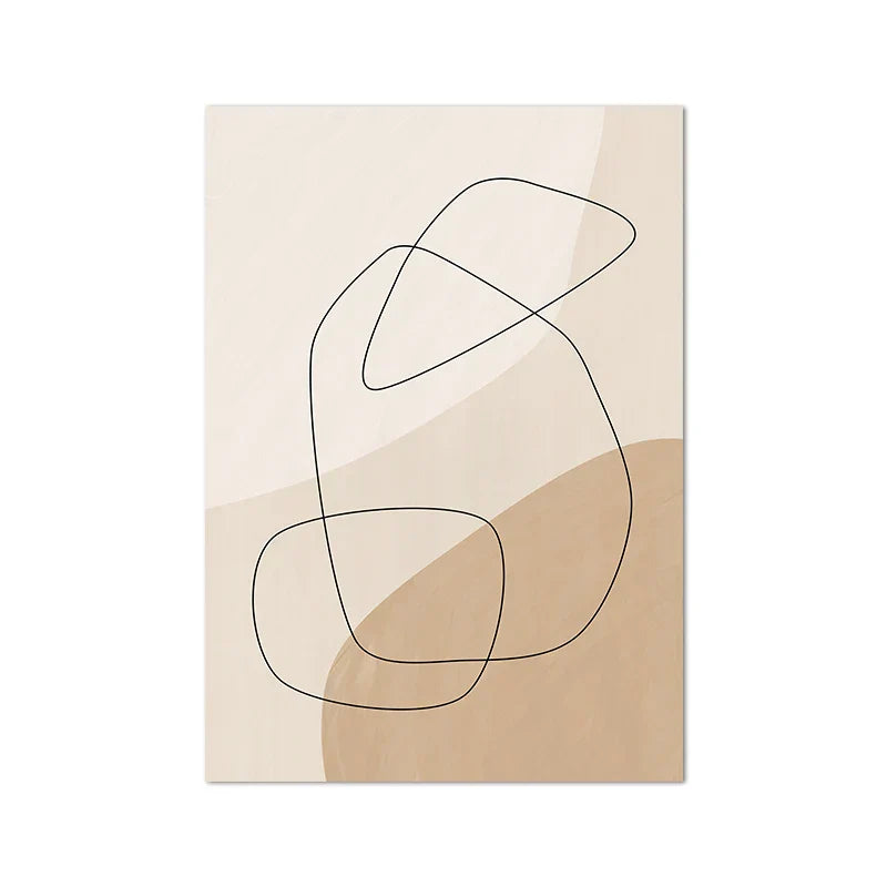Beige Abstract Line Art Prints Fine Art Canvas Prints Minimalist Images for Modern Apartment Living Room Art for Modern Interiors | Skanto