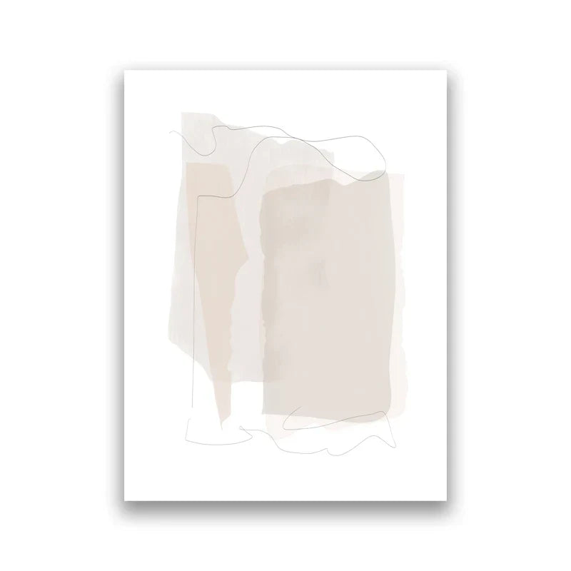 Beige Abstract Line Art Prints Fine Art Canvas Prints Minimalist Images for Modern Apartment Living Room Art for Modern Interiors | Skanto