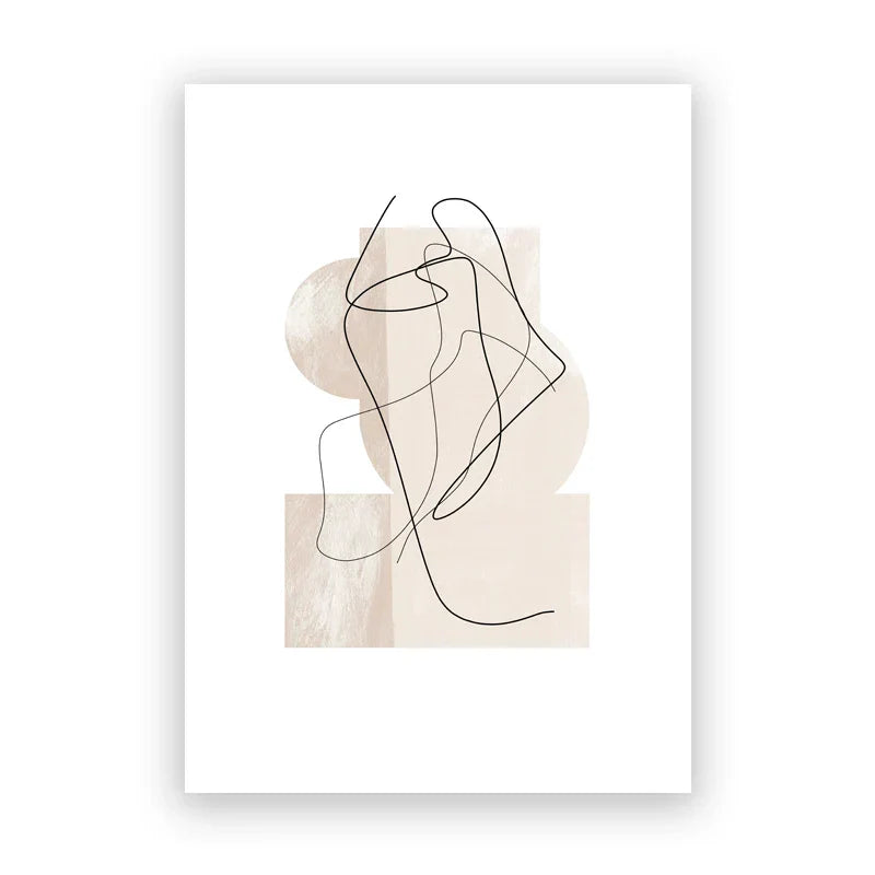 Beige Abstract Line Art Prints Fine Art Canvas Prints Minimalist Images for Modern Apartment Living Room Art for Modern Interiors | Skanto