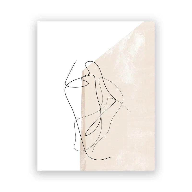 Beige Abstract Line Art Prints Fine Art Canvas Prints Minimalist Images for Modern Apartment Living Room Art for Modern Interiors | Skanto