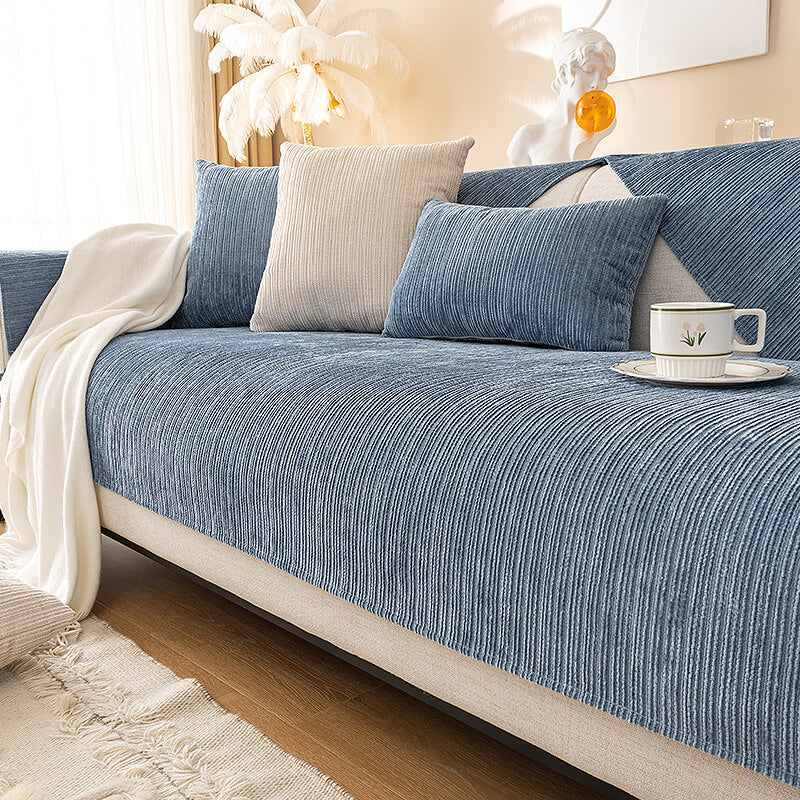 Enkel solid farge chenille ripesikker sofa dekke | Skanto