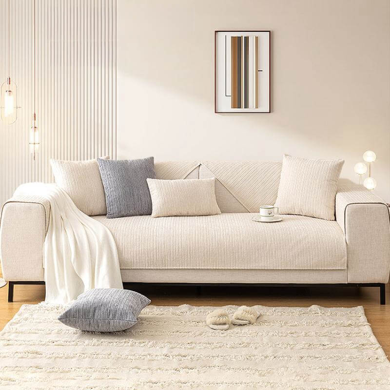 Enkel solid farge chenille ripesikker sofa dekke | Skanto