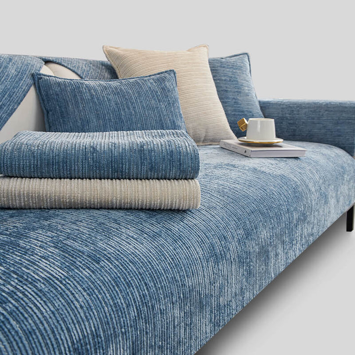 Enkel solid farge chenille ripesikker sofa dekke | Skanto