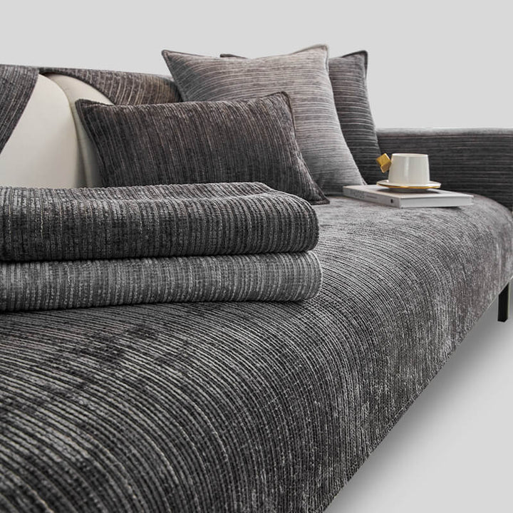 Enkel solid farge chenille ripesikker sofa dekke | Skanto