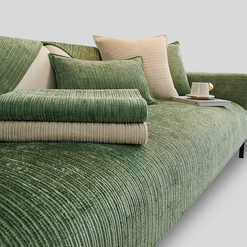 Enkel solid farge chenille ripesikker sofa dekke | Skanto