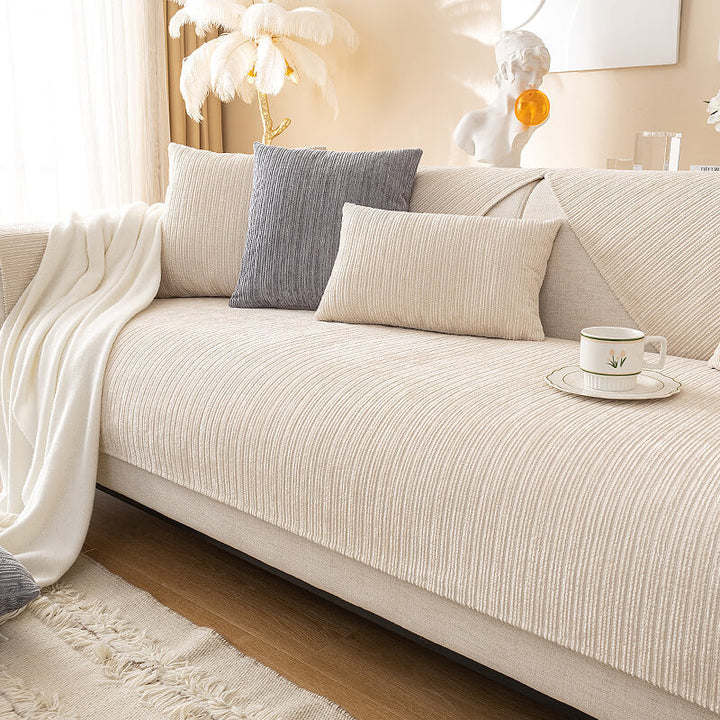 Enkel solid farge chenille ripesikker sofa dekke | Skanto