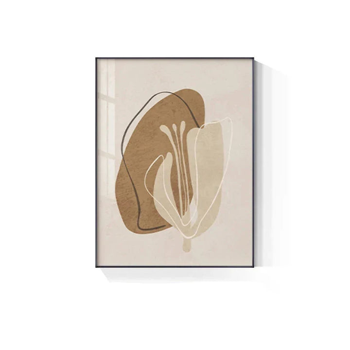 Enkel Beige Brun Floral Abstrakt Veggkunst Fin Kunst Lerrettrykk Minimalistiske Bilder For Moderne Leiligheter Stue Soverom Kunst For Samtidige Interiører | Skanto